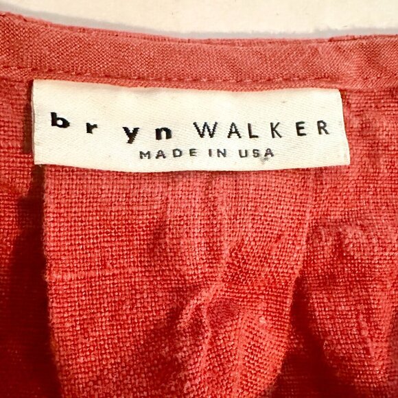 Bryn Walker Women's 100% Linen Tunic Top  Size S Red Ruffle Sleeves Hi Low Boho - Picture 4 of 13